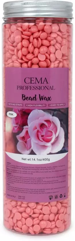 CEMA Beans Depilatory Strip less Used For Upper Lips Arms Legs Full Body, Pink Wax (400 g) - 1