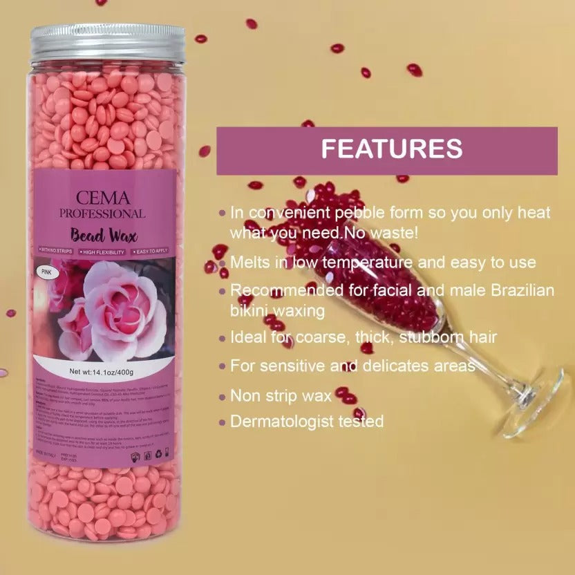 CEMA Beans Depilatory Strip less Used For Upper Lips Arms Legs Full Body, Pink Wax (400 g) - 4