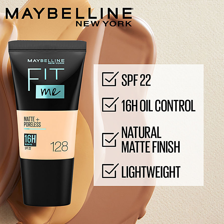 Maybelline New York Fit Me Matte + Poreless Liquid Foundation (220 Natural Beige, 128 Warm Nude) - 3