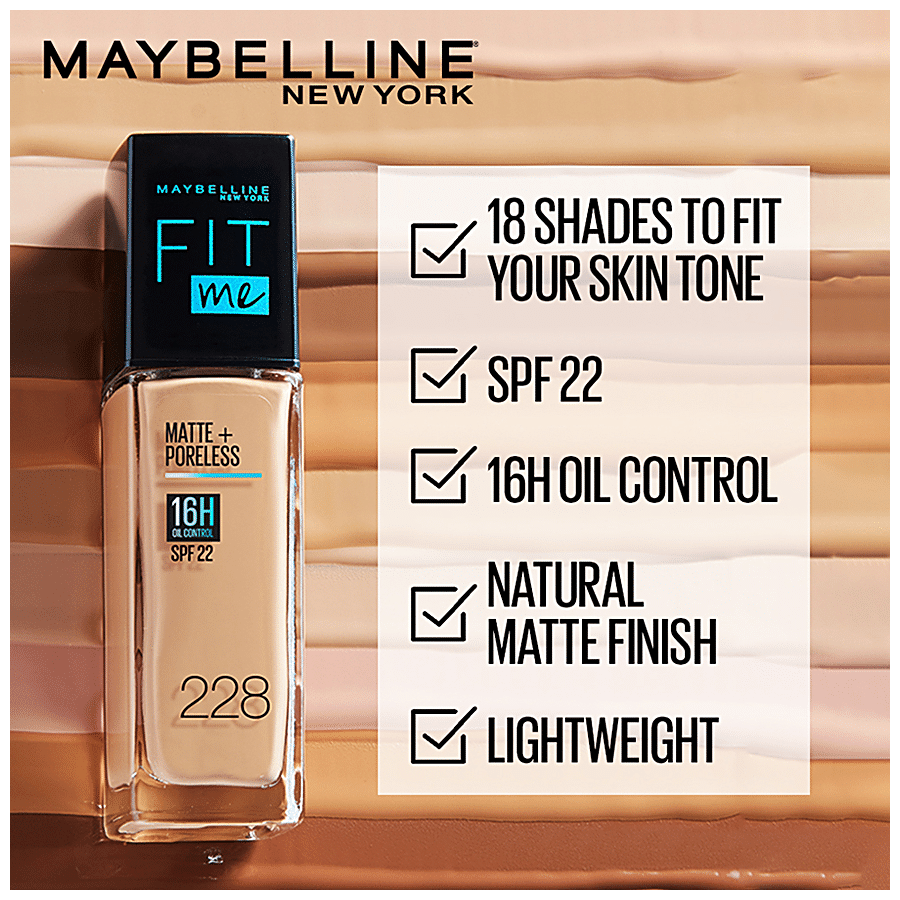 Maybelline New York Fit Me Matte + Poreless Liquid Foundation with Pump (Ivory, Nude Beige, Warm Nude, Natural Beige) - 7