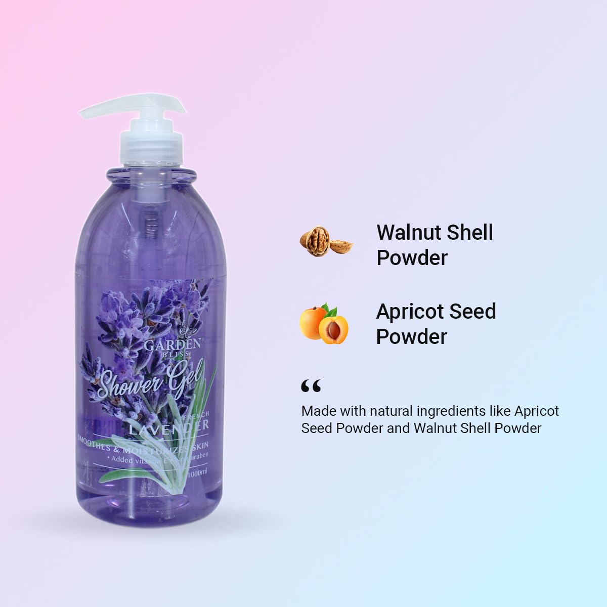 Garden Bliss French Lavender Shower Gel - Moisturizing Body Wash with Vitamin E (1000 ml) - 3