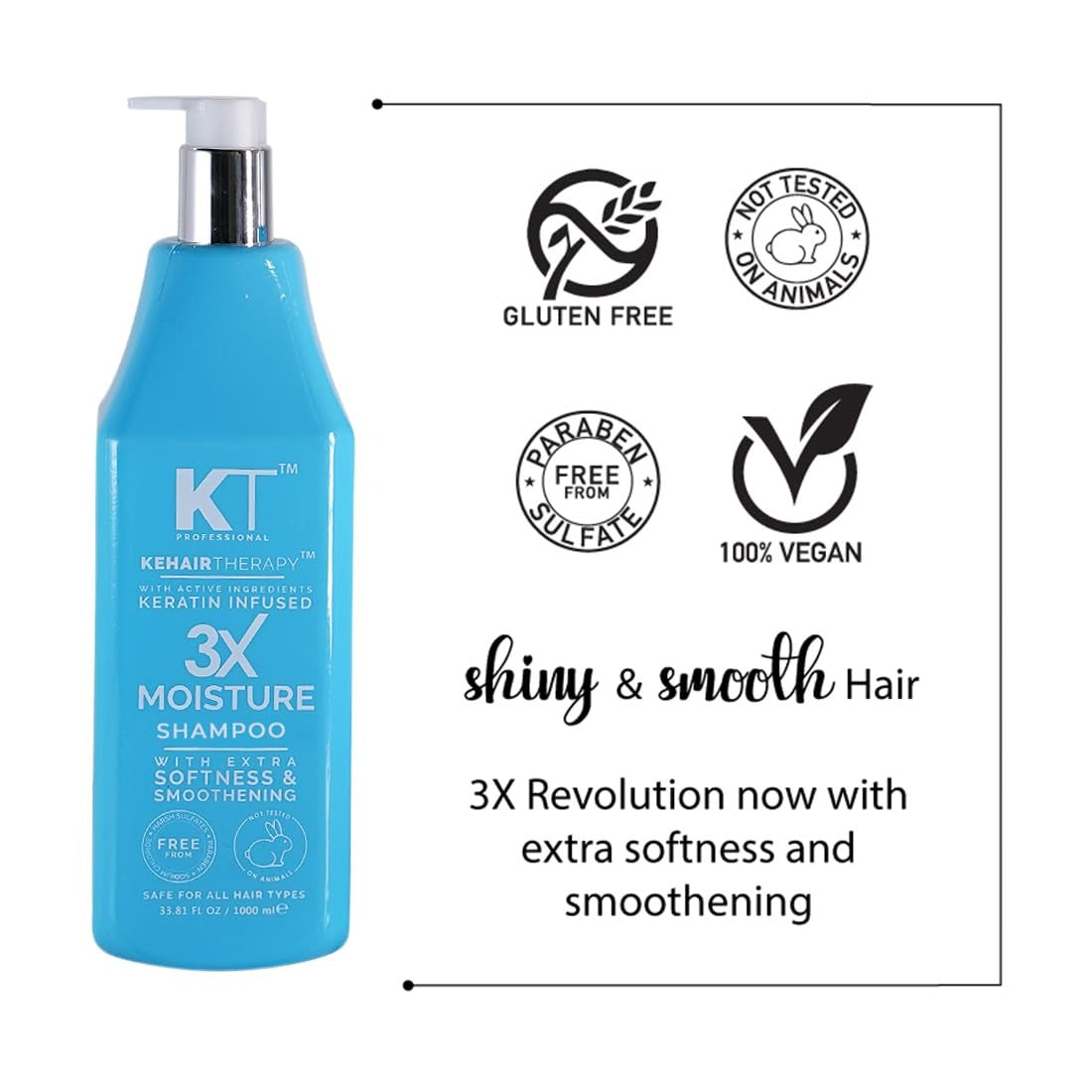 KT Professional 3x Shampoo (For 3 Times Moisture on Dry Hair) 1000 ML - 3