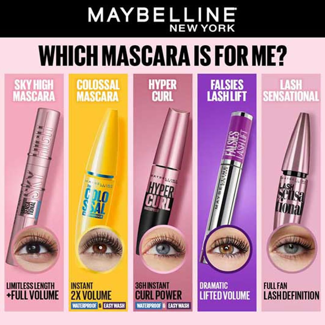 Maybelline New York Volume Express Colossal Mascara - Volumizing & Lengthening, Washable, Black - 2
