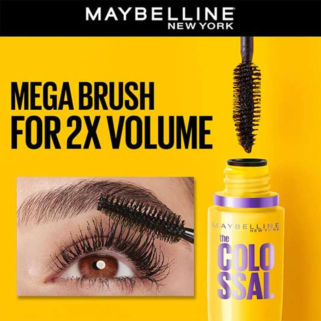 Maybelline New York Volume Express Colossal Mascara - Volumizing & Lengthening, Washable, Black - 3
