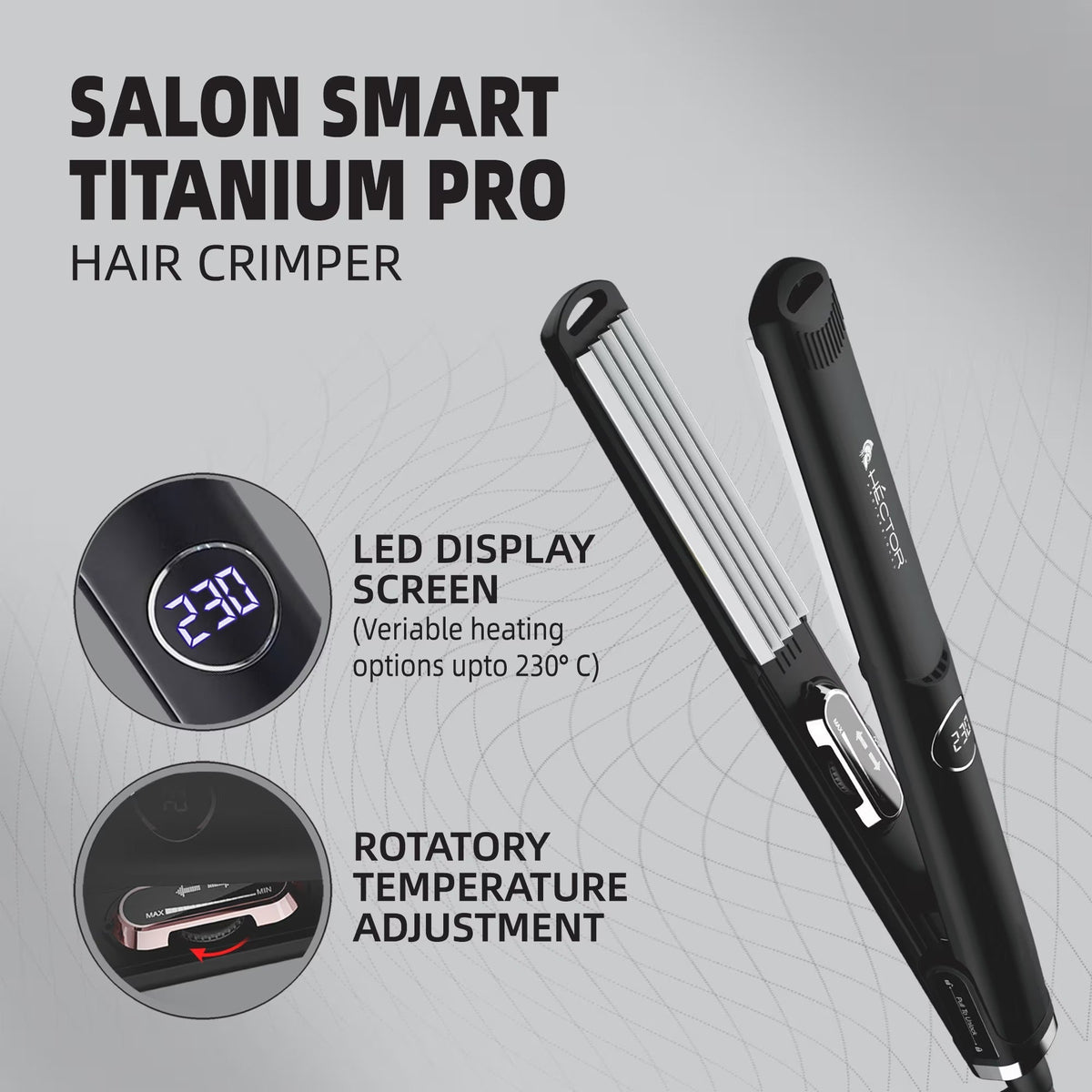 Hector Professional Titanium Pro Hair Crimper – 220g - 7