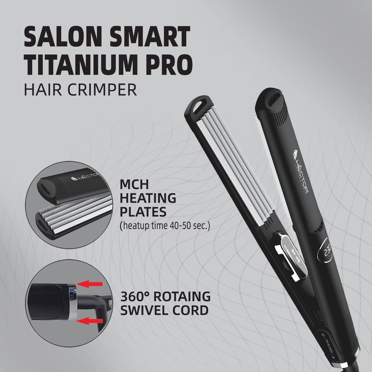 Hector Professional Titanium Pro Hair Crimper – 220g - 5