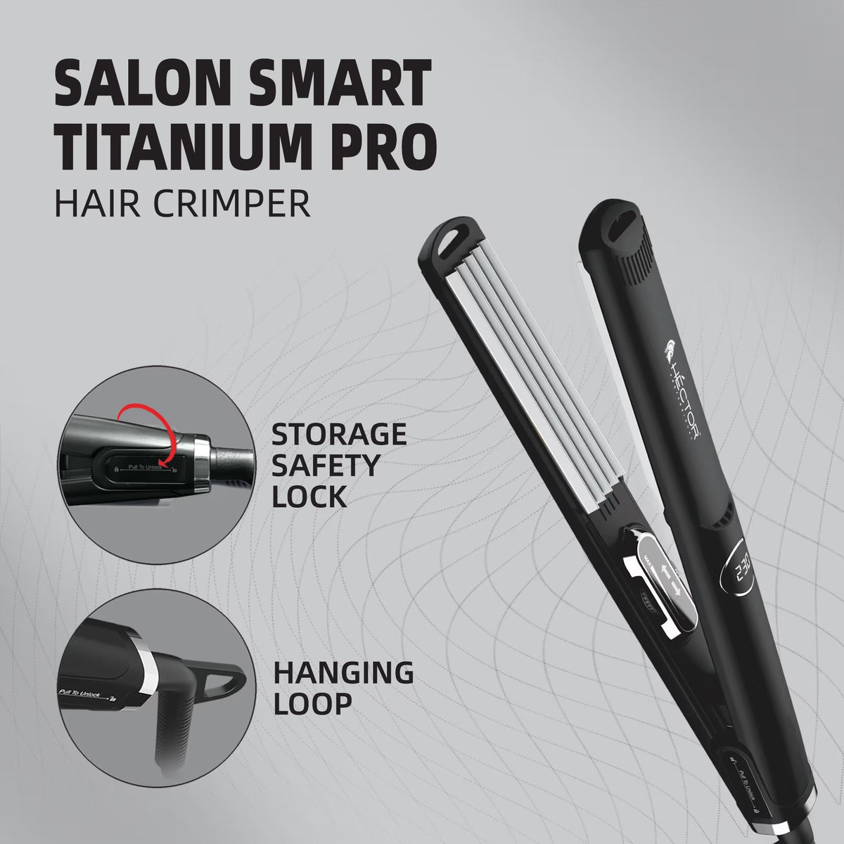 Hector Professional Titanium Pro Hair Crimper – 220g - 6