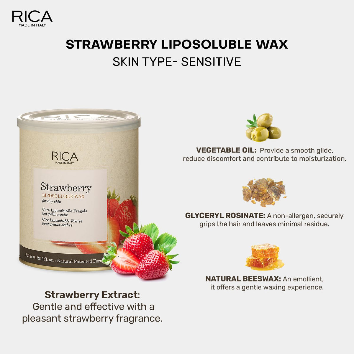 Rica Strawberry Liposoluble Wax 800ml - 3