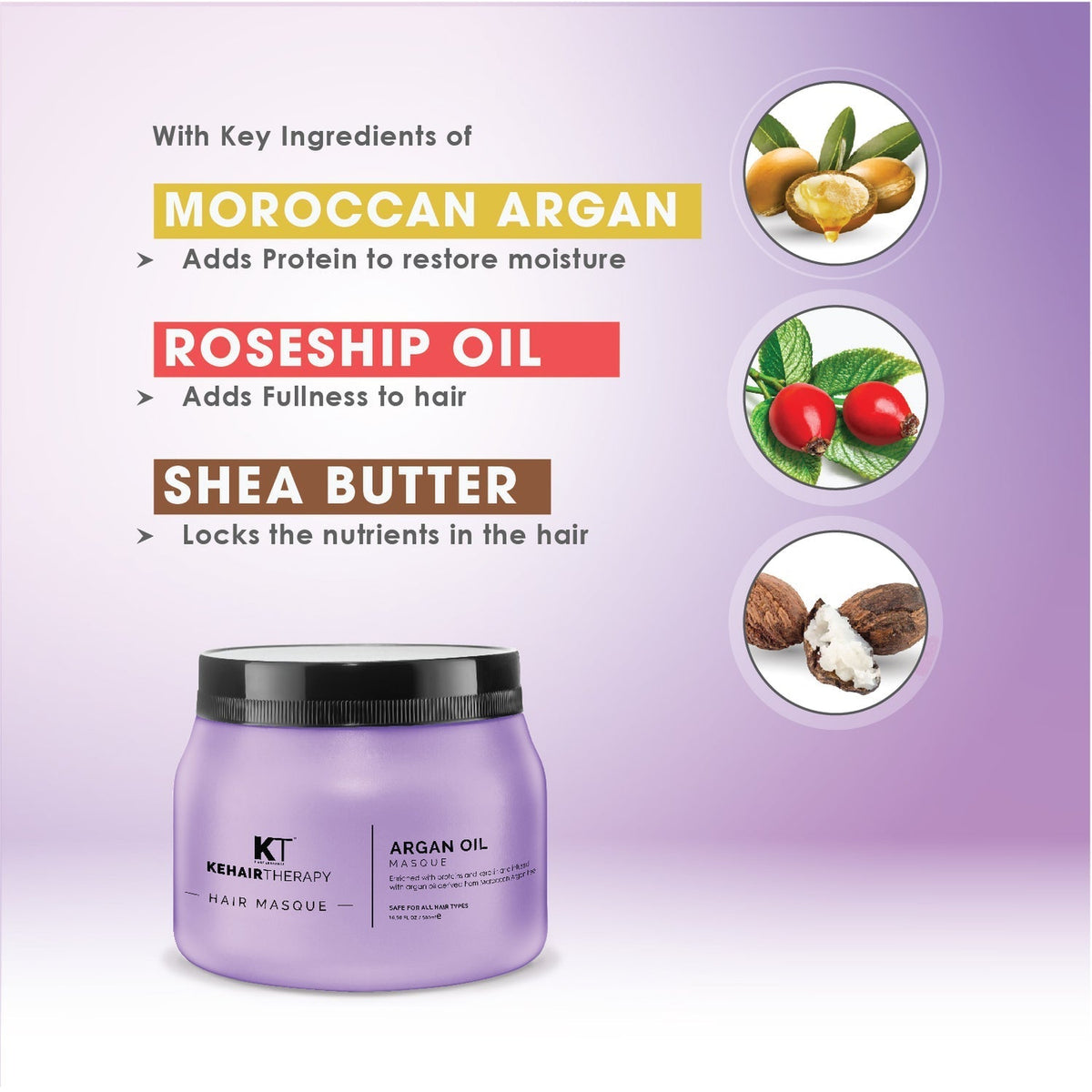 KT Professional Kehairtherapy Argan Oil Masque Hair Spa - 500 ml - 3