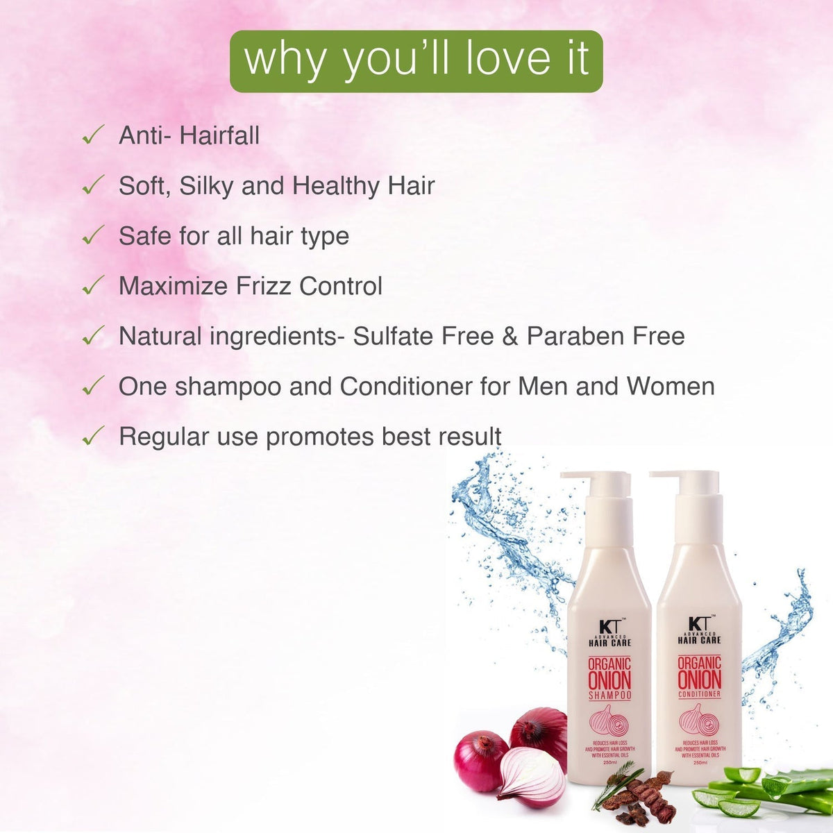KT Professional Advanced Hair Care Organic Onion Conditioner - 250ml | Strengthens Hair, Promotes Growth & Reduces Hair Fall - 2