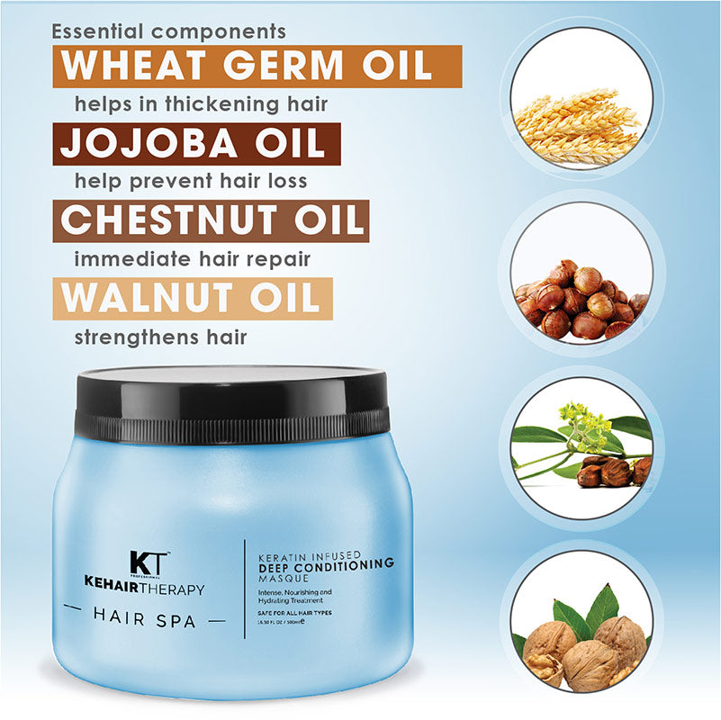 KT Professional Keratin Infused Deep Conditioning Masque Hair Spa - 500ml | Nourishing & Hydrating Hair Repair - 4