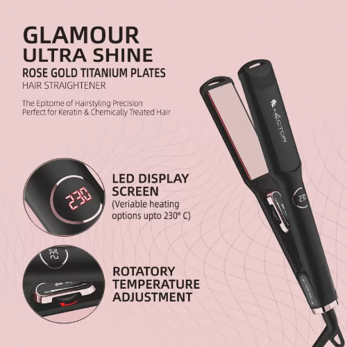 Hector Glamour Ultra Shine Titanium HT-HS 06 Hair Straightener (Black, Rose Gold) - 2