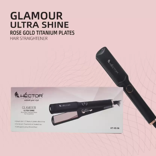 Hector Glamour Ultra Shine Titanium HT-HS 06 Hair Straightener (Black, Rose Gold) - 4