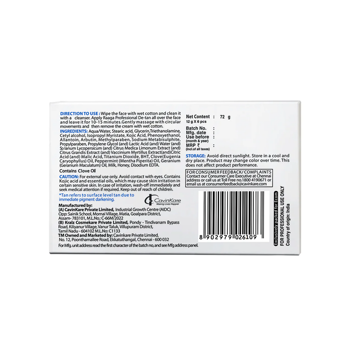 Raaga Professional De-Tan Pack | Face & Full Body Tan Removal Cream – 72g - 6