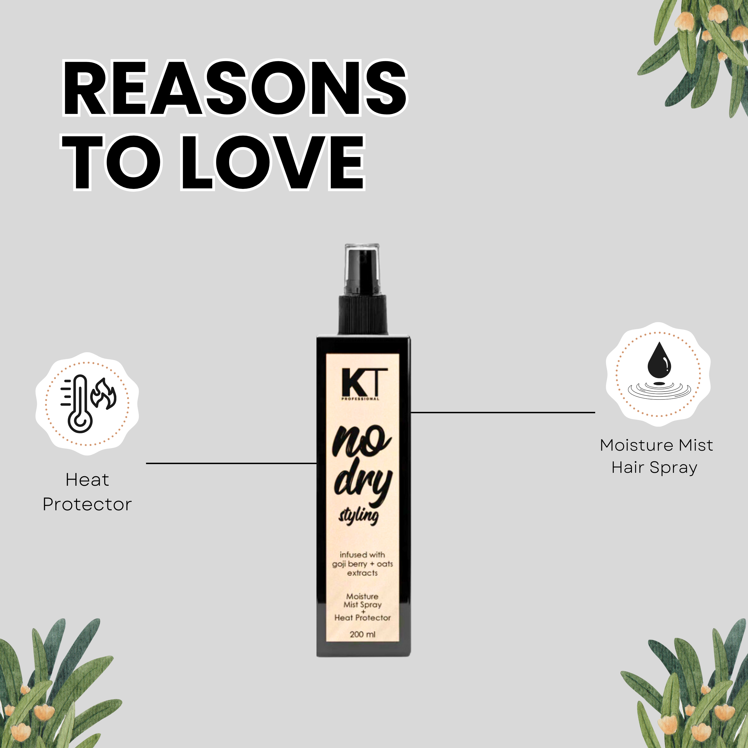 KT Professional No More Dry Styling Moisture Mist Hair Spray For Men & Women - 200ml | Hydrating & Frizz Control - 4