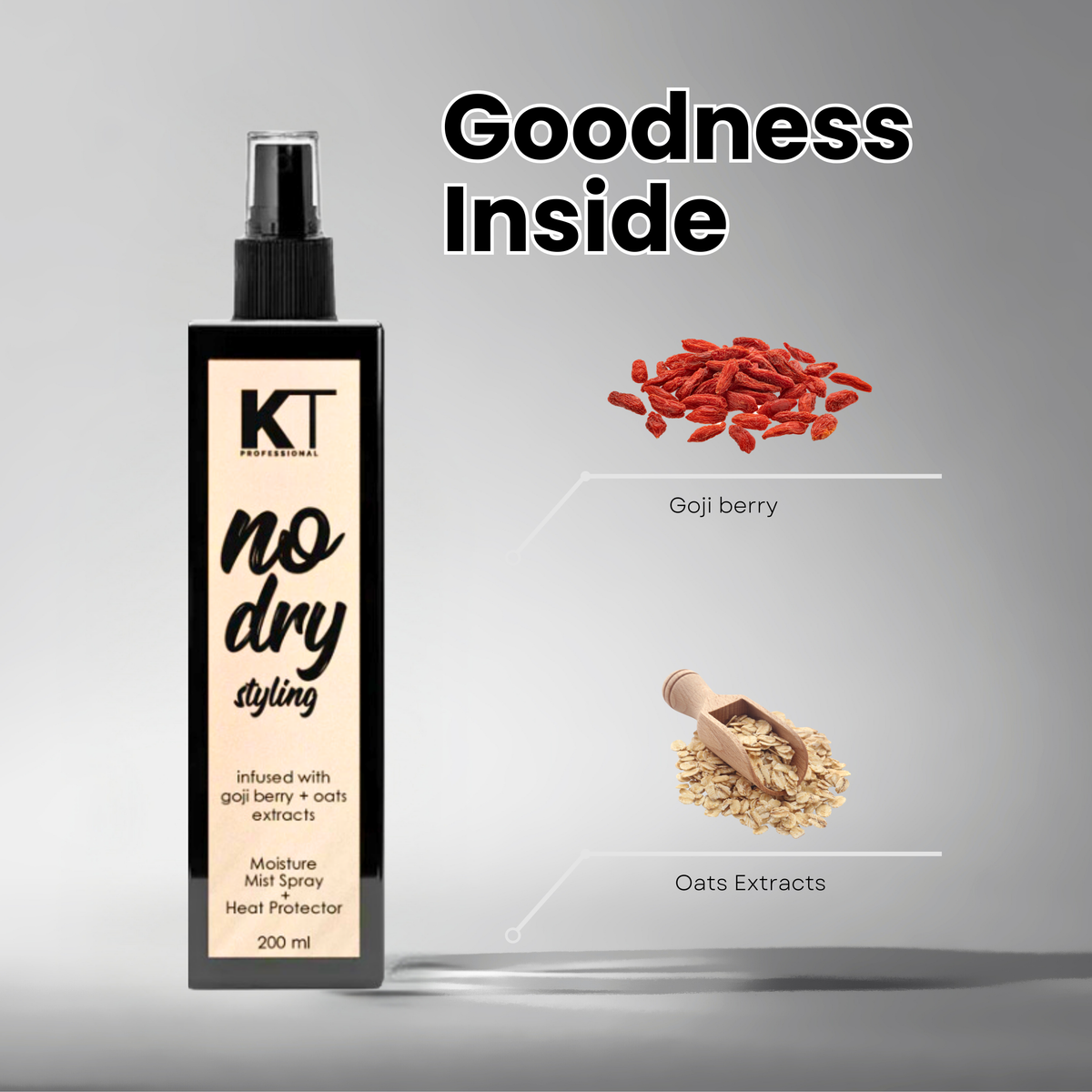 KT Professional No More Dry Styling Moisture Mist Hair Spray For Men & Women - 200ml | Hydrating & Frizz Control - 5