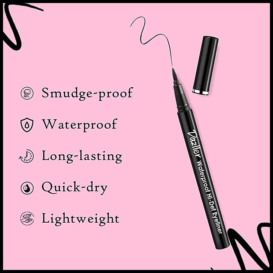 Dazller Waterproof Hi-Def Eyeliner + Eyebrow Pencil, 2 pcs Black - 3