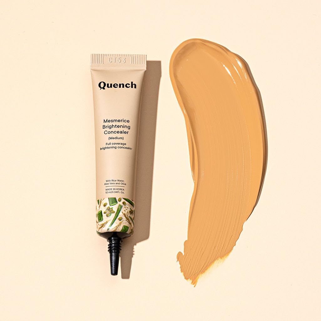 Quench Brightening Concealer with Rice Water & Aloe Vera (Medium)| Conceals Dark Circles & Brightens Under Eyes, 10ml - 4
