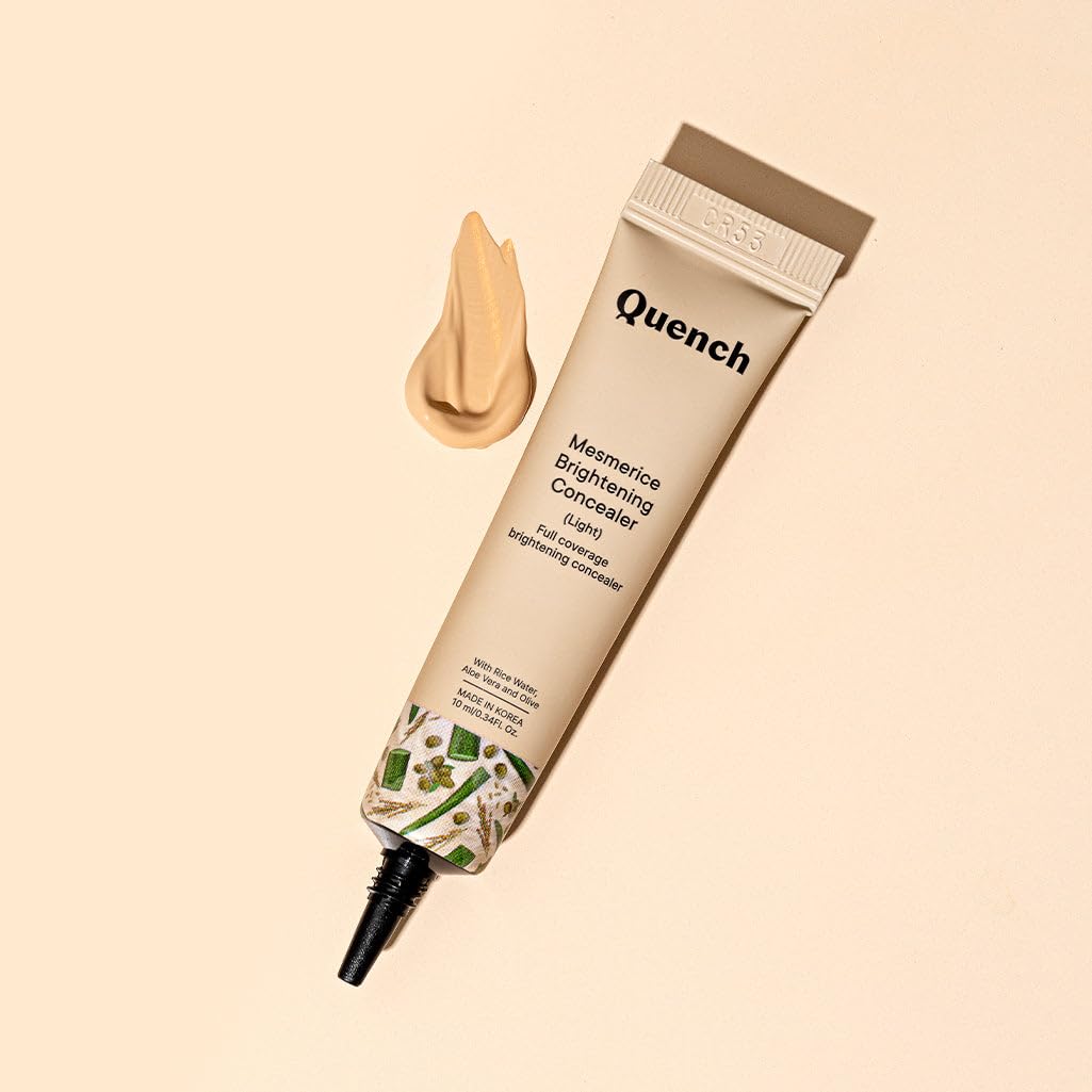 Quench Brightening Concealer with Rice Water & Aloe Vera (Medium)| Conceals Dark Circles & Brightens Under Eyes, 10ml - 3