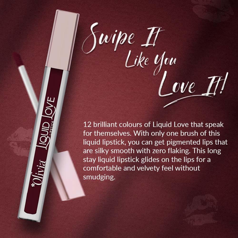 Oliva Liquid Lipstick | 12HR Long-lasting Matte Lipstick (1 to 12) - 5