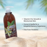 Garden Bliss Cocoa Vanilla Shower Gel - Moisturizing Body Wash with Vitamin E (1000 ml) - 3
