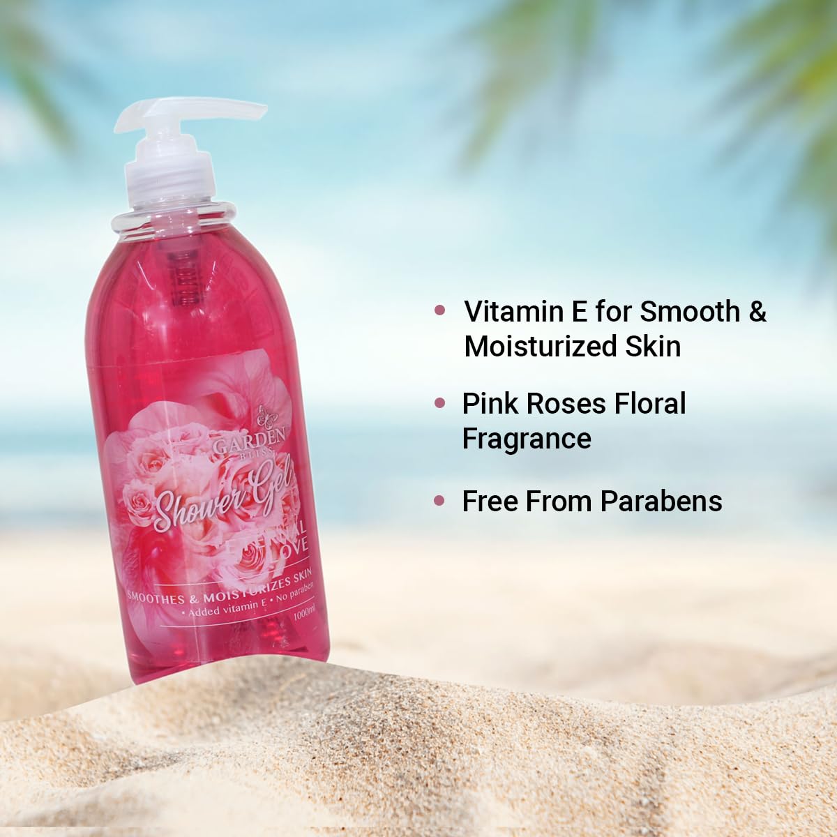Garden Bliss Eternal Love Shower Gel - Moisturizing Body Wash with Vitamin E (1000 ml) - 3