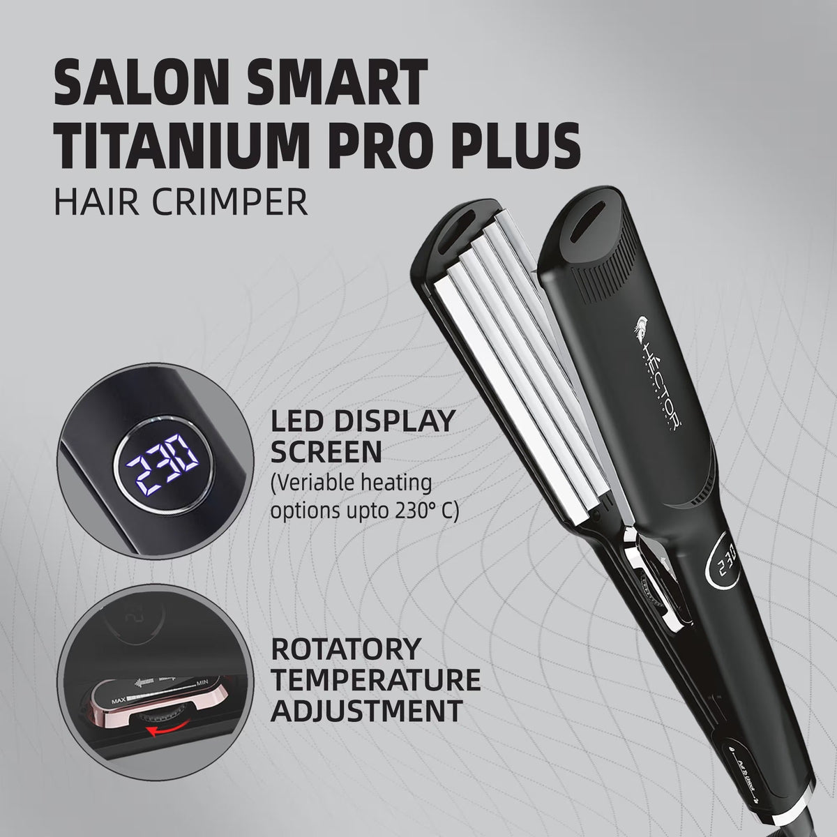 Hector Professional Titanium Pro Plus Hair Crimper – 240g - 3