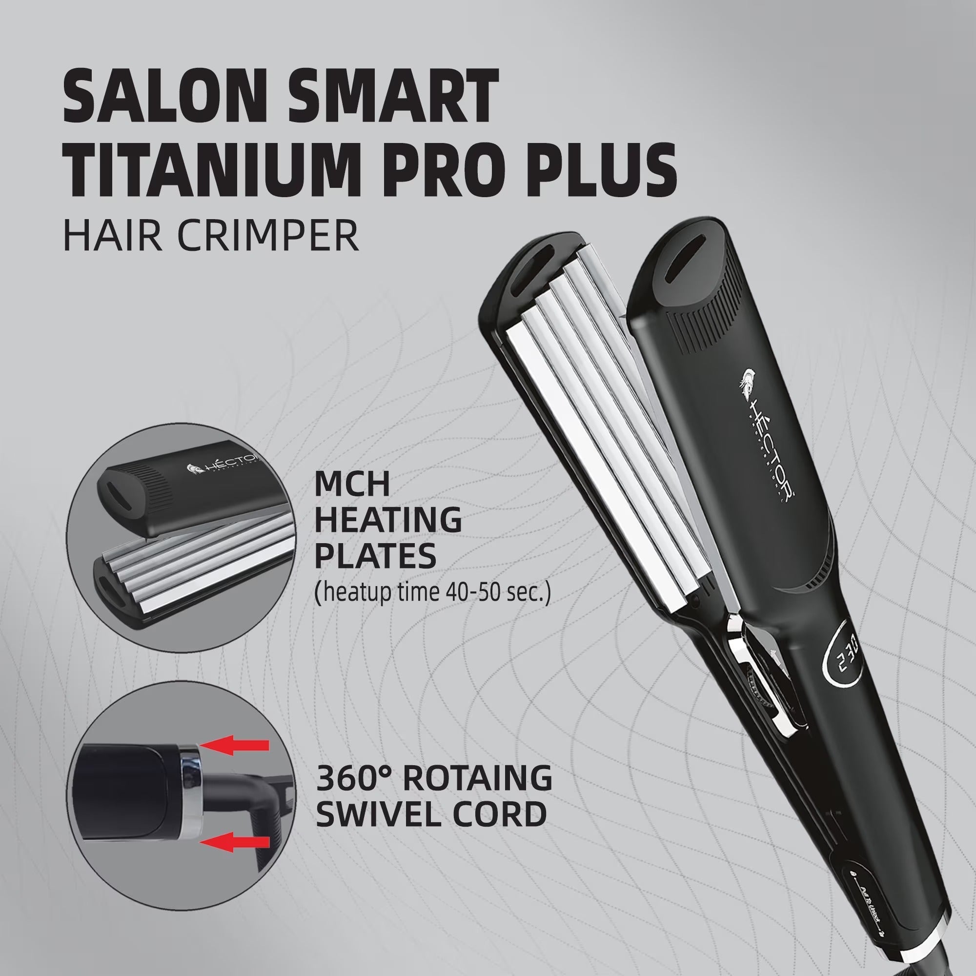 Hector Professional Titanium Pro Plus Hair Crimper – 240g - 5
