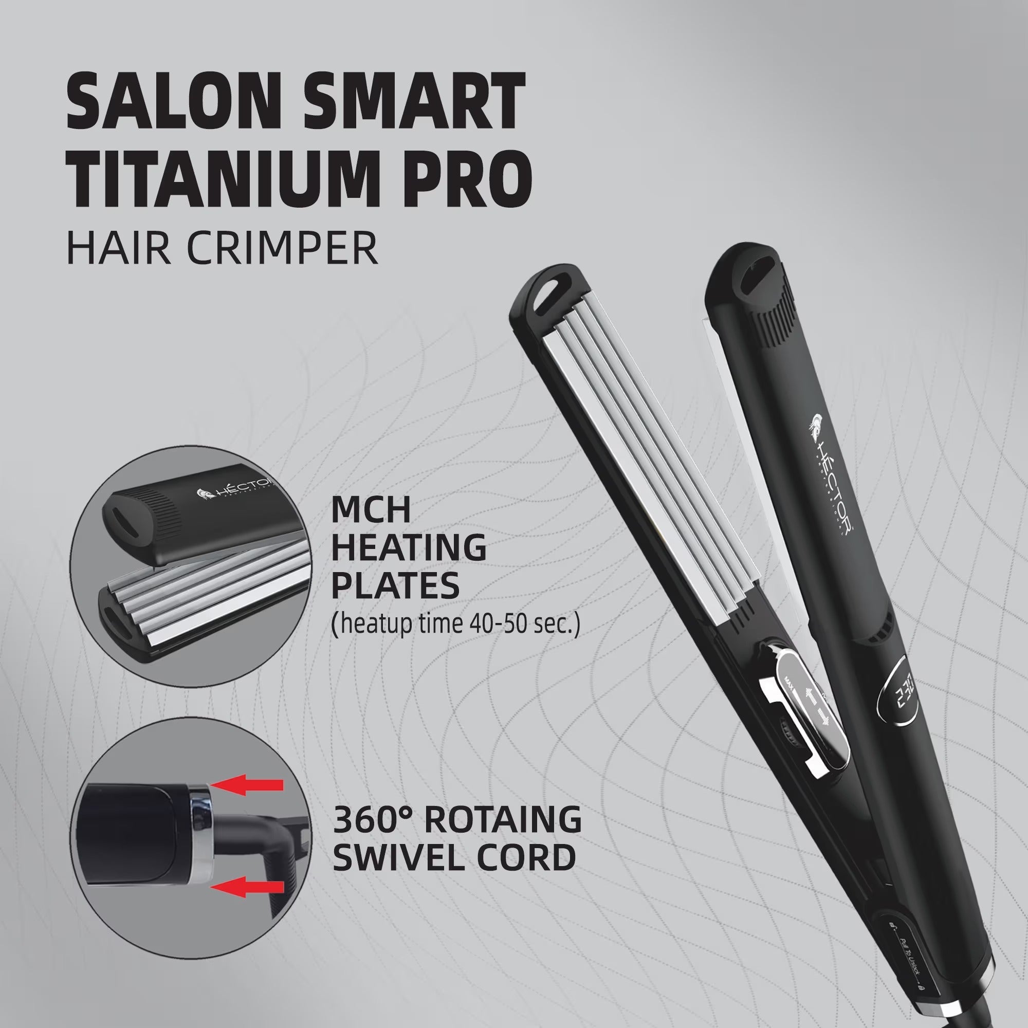 Hector Professional Titanium Pro Hair Crimper – 220g - 5