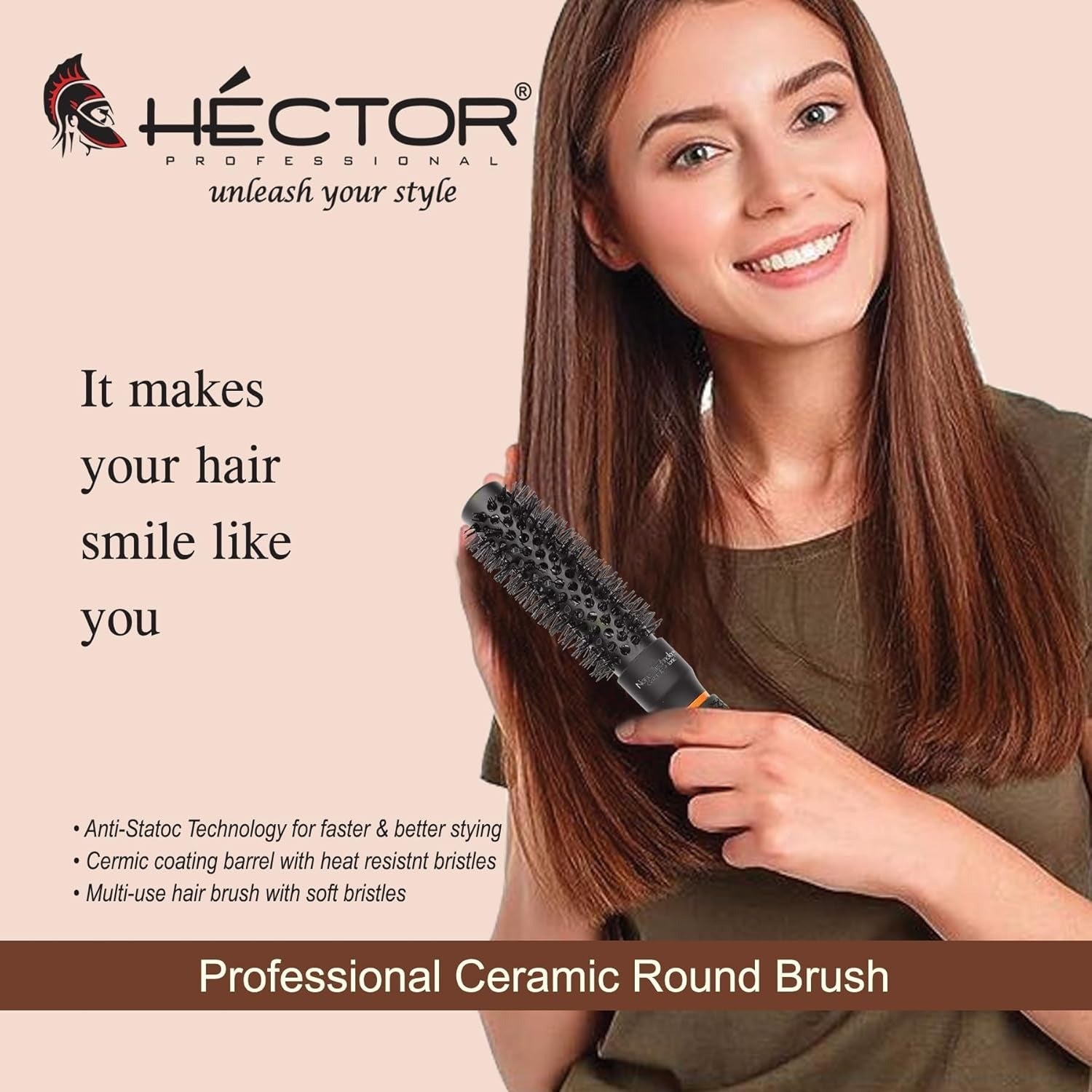 Hector Professional Heat-Resistant Nylon Bristles Brush Set (Set of 5) | Anti-Static Technology | Salon & Home Use - 4