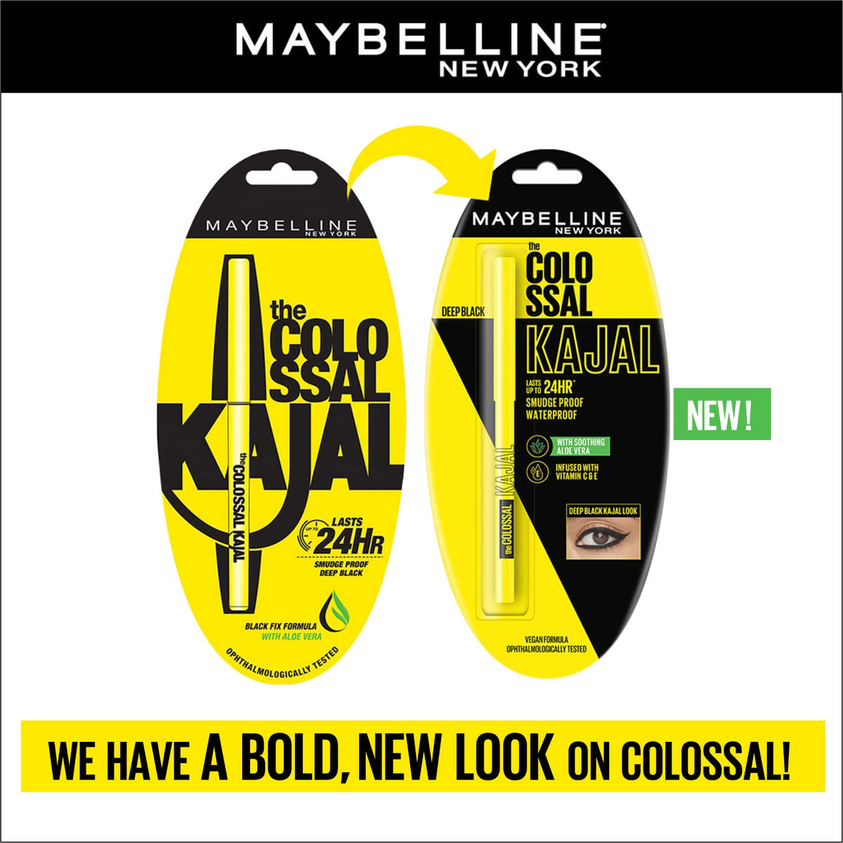 Maybelline New York Colossal Kajal, Intense Colour, Waterproof, Long lasting 24Hrs Stay, Black, 0.35g - 6