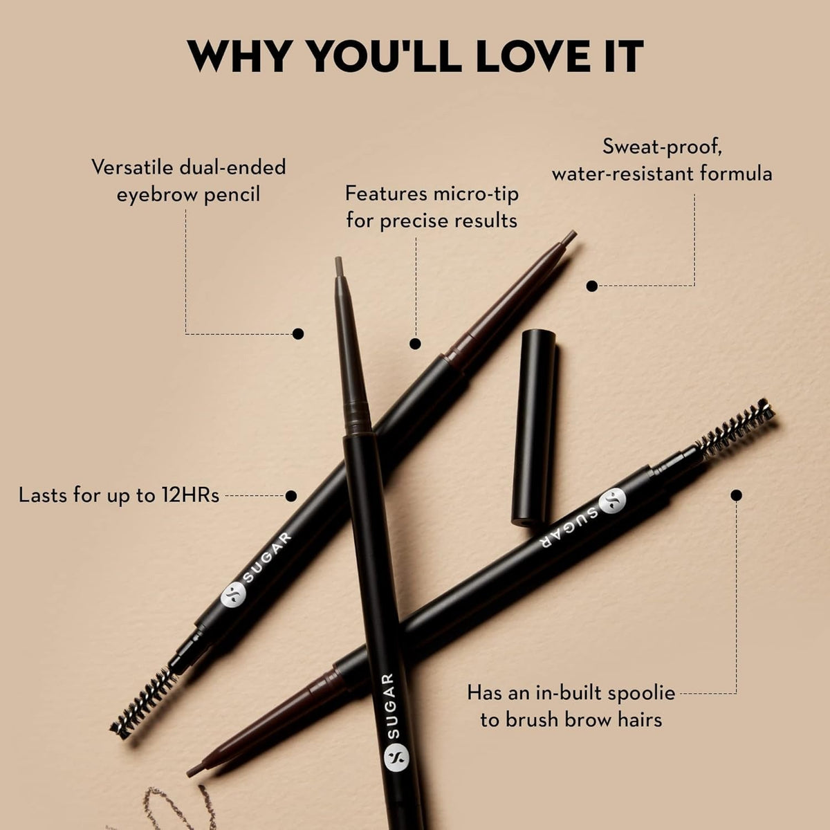 SUGAR Cosmetics Arch Arrival Brow Definer (02 Taupe Tom, 03 Woody Scooby, 04 Felix Onyx) - 4