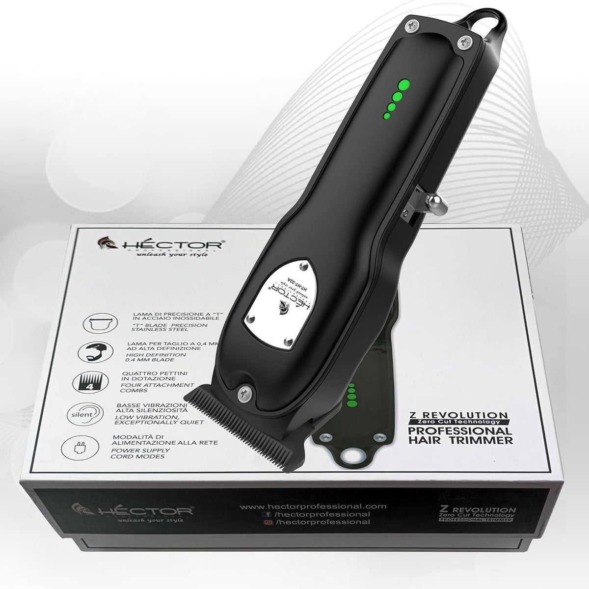 Hector Z Revolution Professional Hair Trimmer | ZERO CUT Technology | T-Blade for 0.4mm Precision - 5