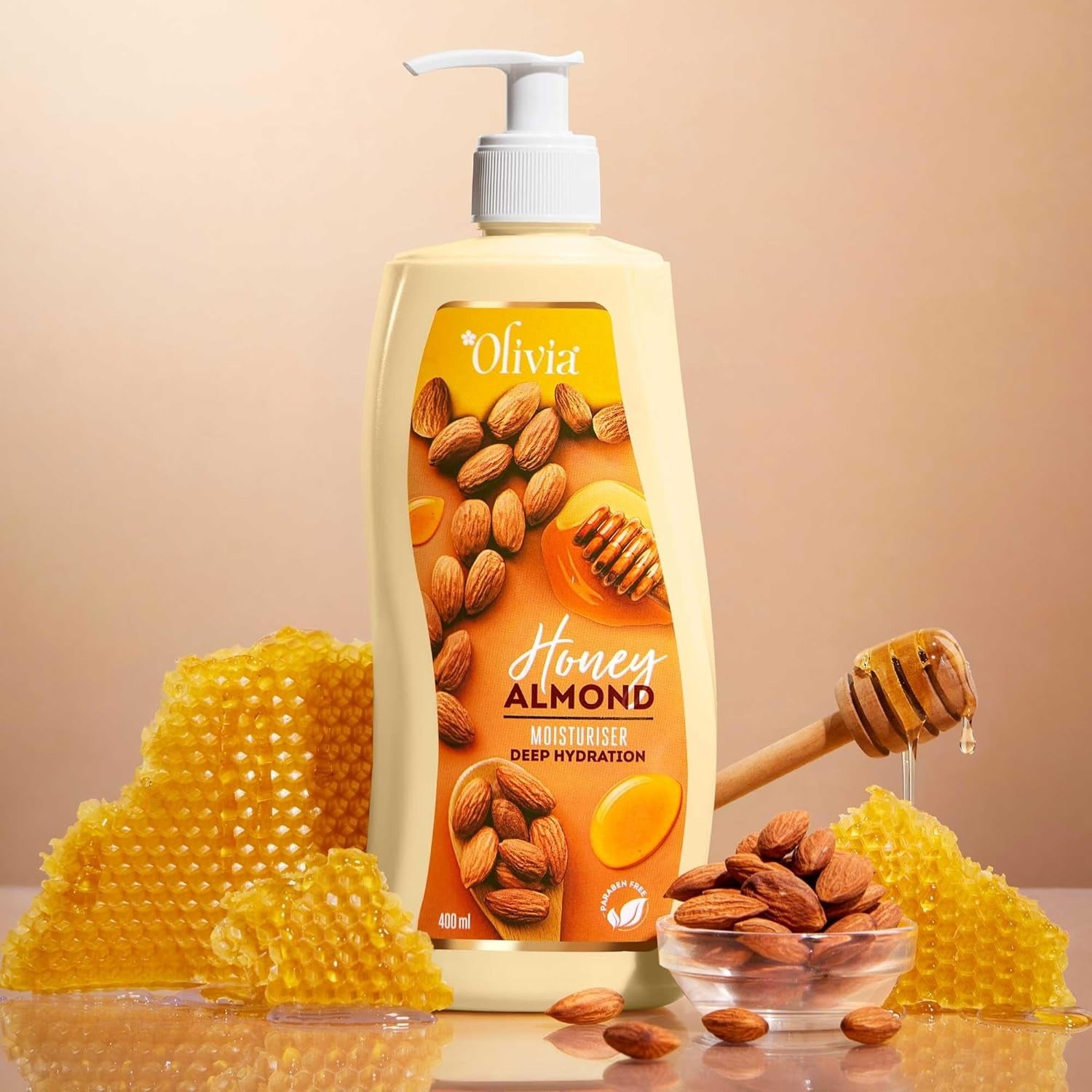 Olivia Honey Almond Deep Hydration Body Lotion | For Soft, Nourishing & Glowing Skin | 400ml - 3