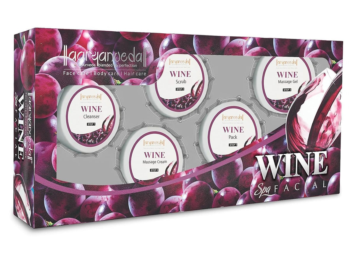 Aaryanveda Wine Facial Kit 5 Step for Glowing Skin 210g - 1
