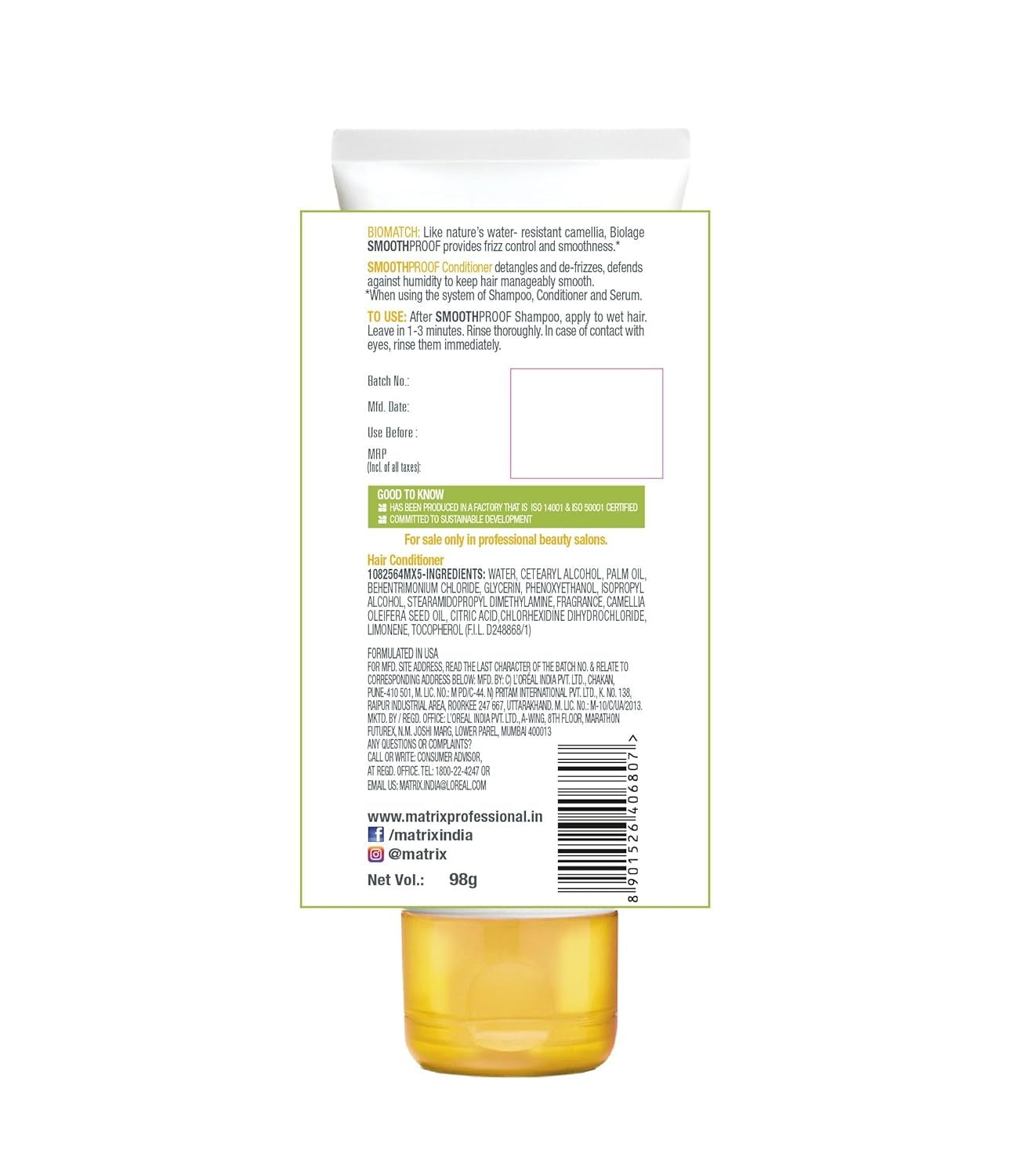Matrix Biolage Smoothproof Professional Conditioner For Frizzy Hair, 72 Hrs Frizz Control (98gm) - 2