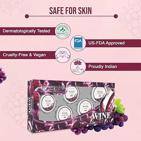Aaryanveda Wine Facial Kit 5 Step for Glowing Skin 210g - 5