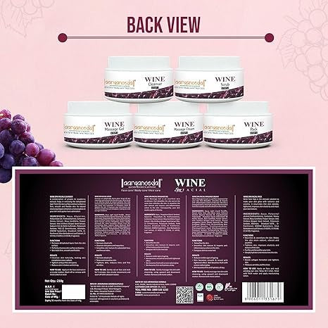 Aaryanveda Wine Facial Kit 5 Step for Glowing Skin 210g - 6