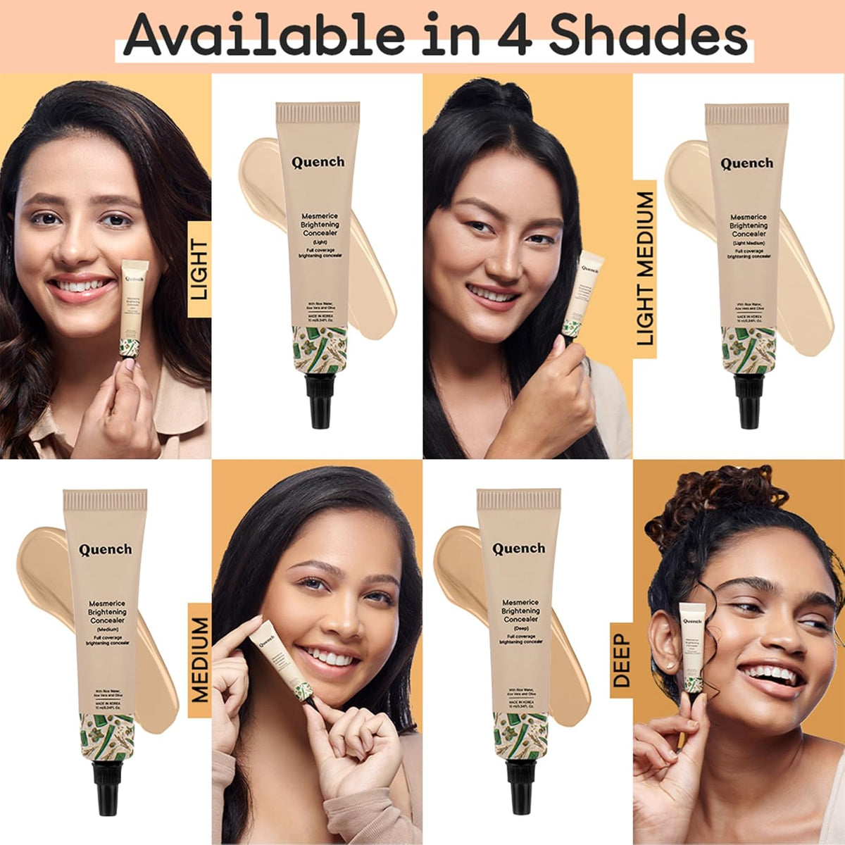 Quench Brightening Concealer with Rice Water & Aloe Vera (Medium)| Conceals Dark Circles & Brightens Under Eyes, 10ml - 7