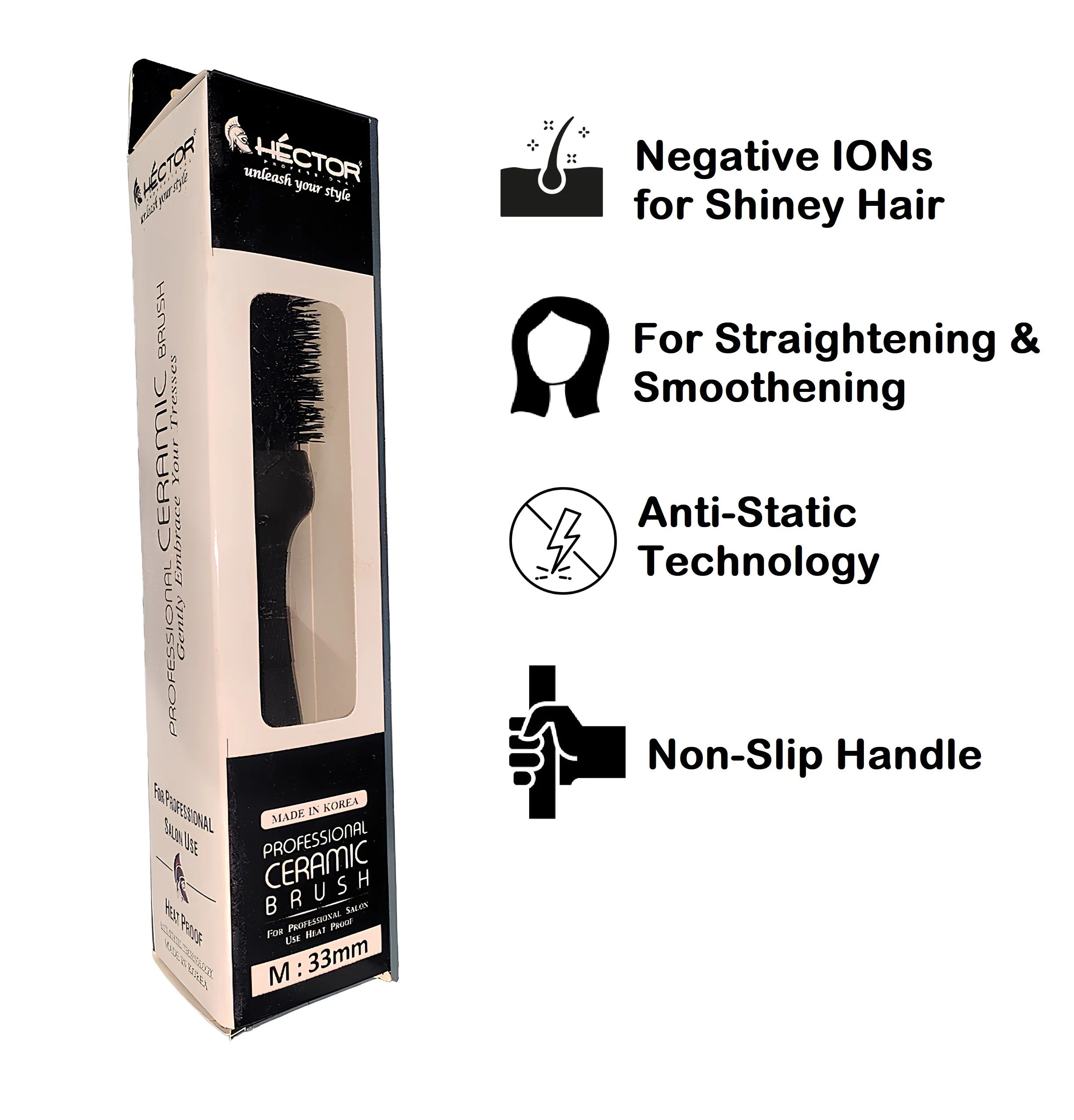 Hector Round Brush PRO M-33mm | Professional Hair Styling Brush for Volume & Curls - 2