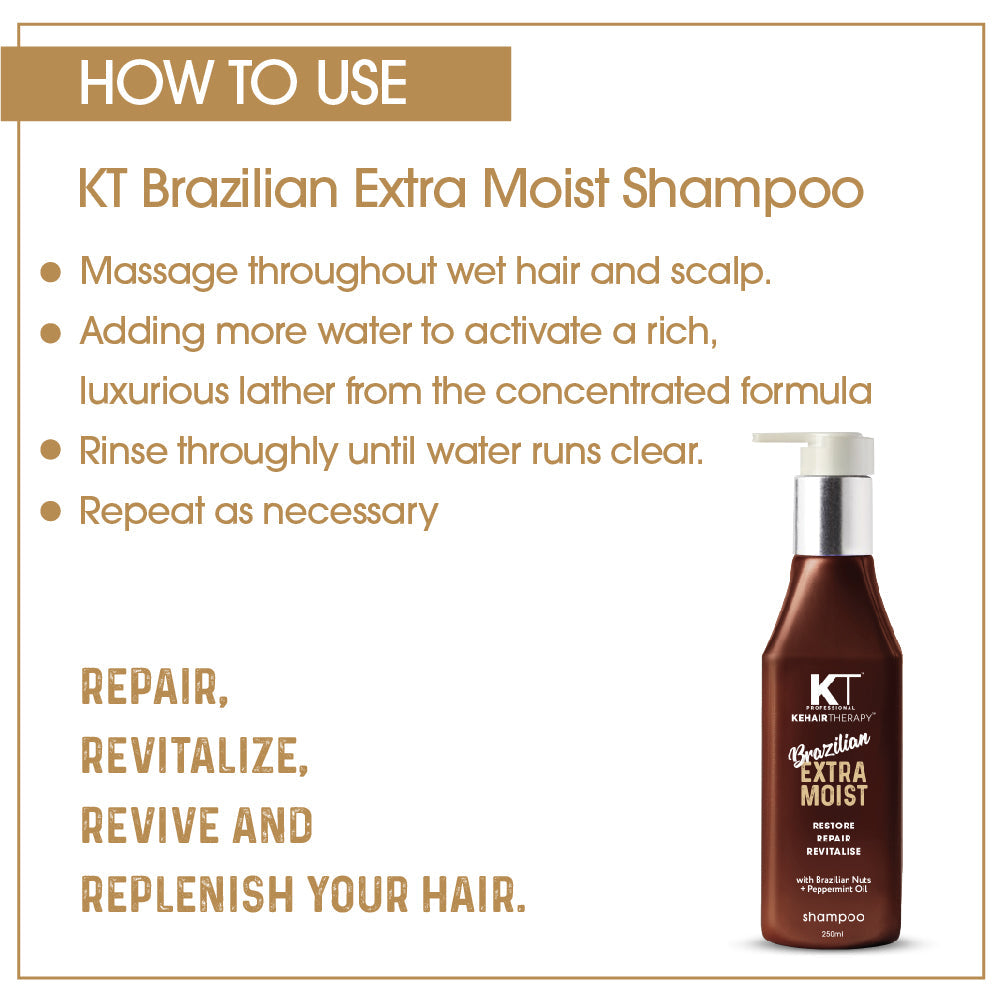 KEHAIRTHERAPY PROFESSIONAL Brazilian Extra Moist Shampoo - 250ml | Hydrating Shampoo for Dry & Damaged Hair - 3