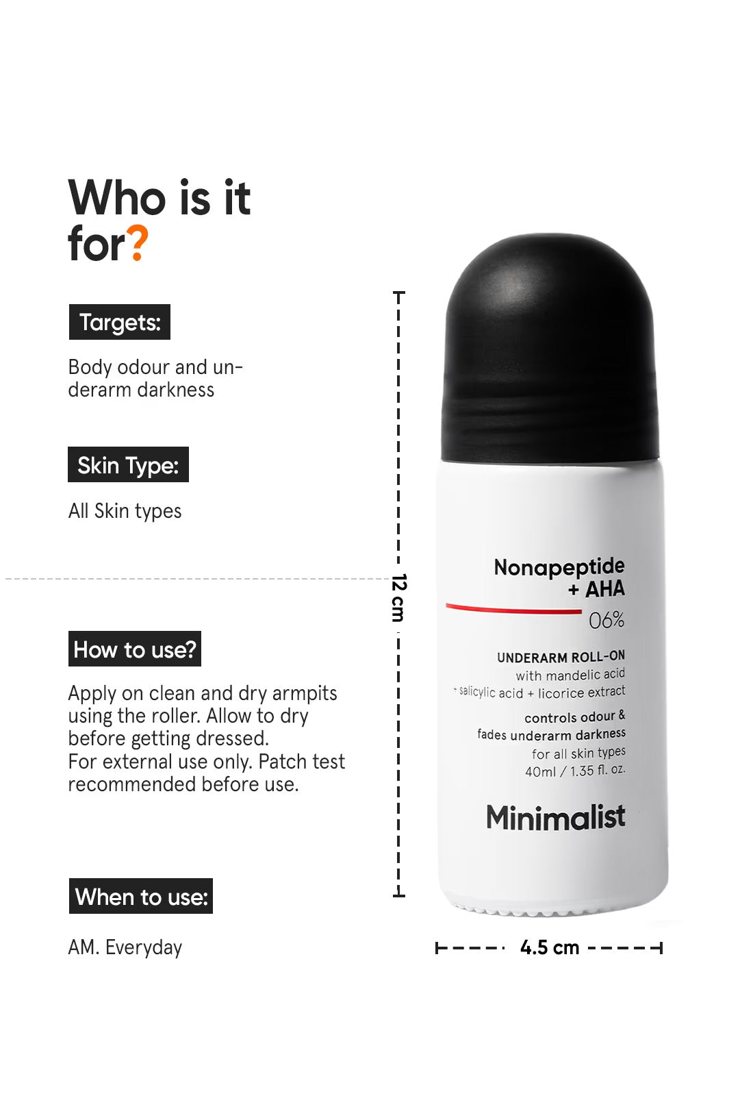 Minimalist Nonapeptide + AHA 6% Underarm Roll-On - 3