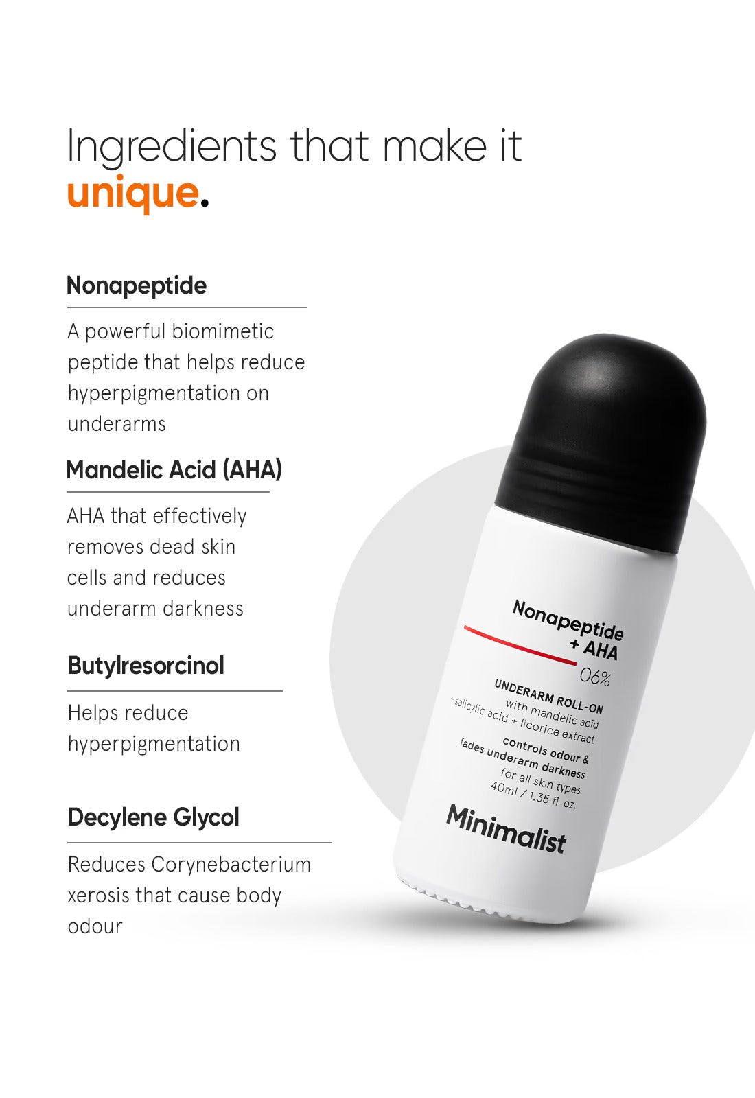 Minimalist Nonapeptide + AHA 6% Underarm Roll-On - 4