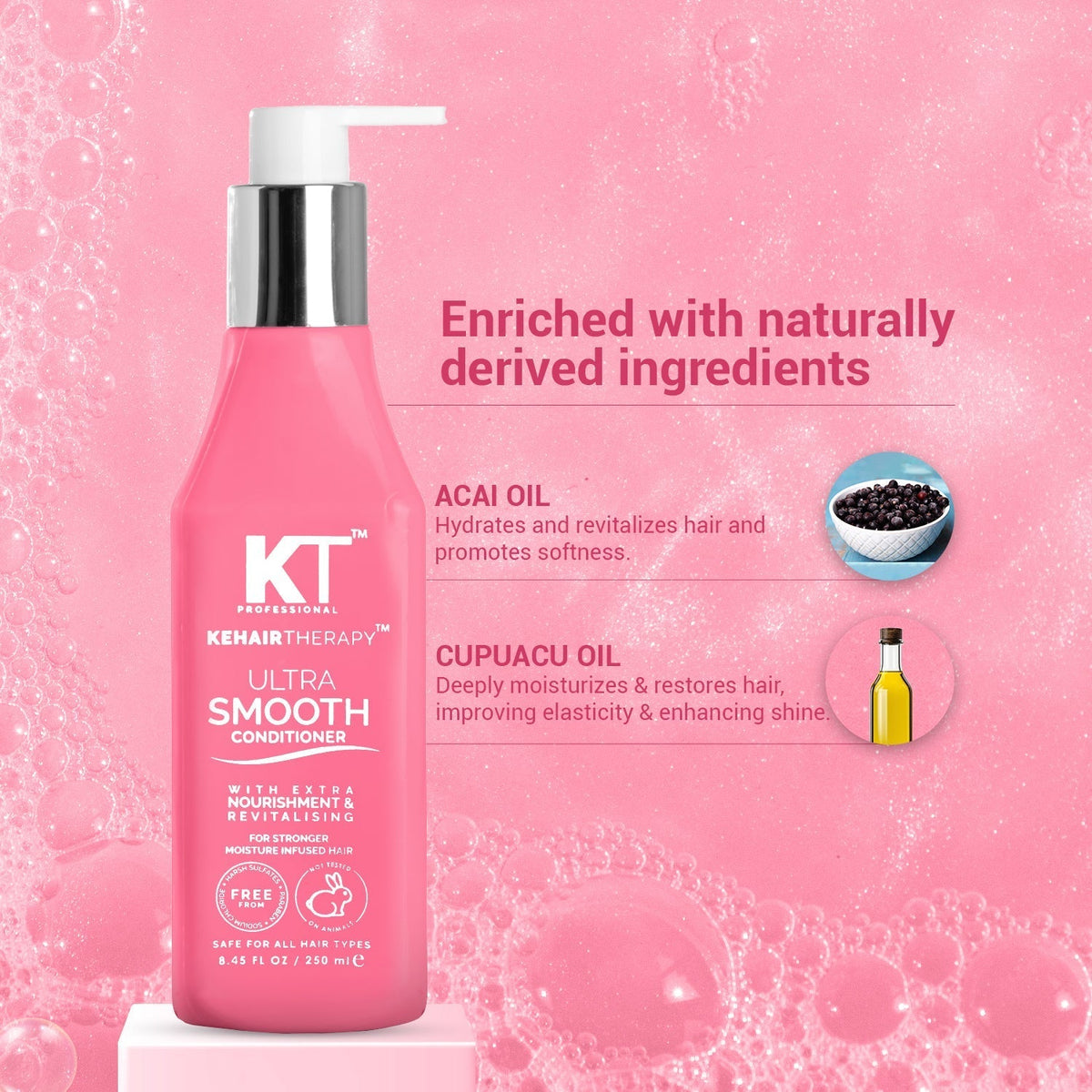KT Professional Kehairtherapy's Sulfate-free Ultra Smooth Conditioner for Chemically Treated Hair , 250 ml - 4