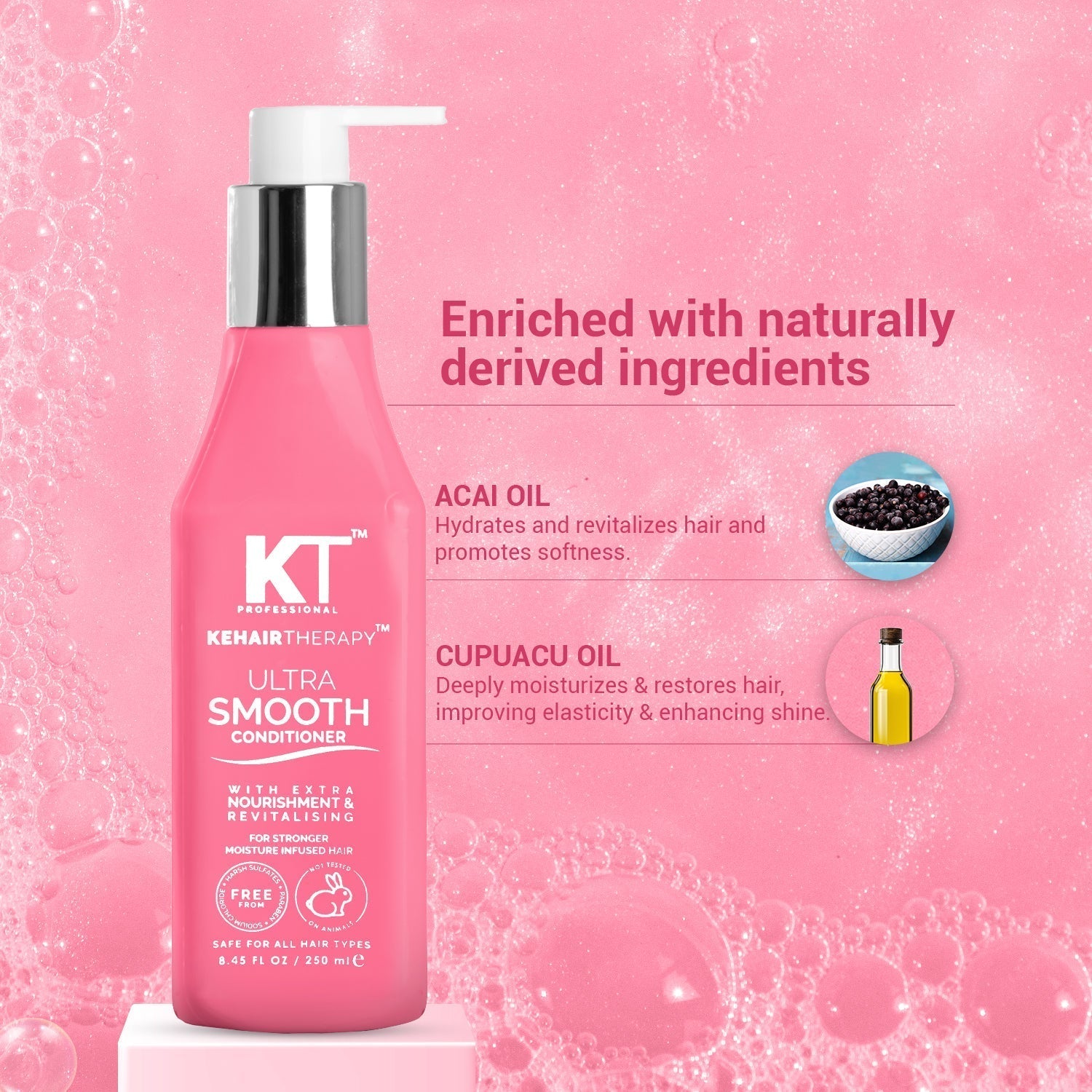 KT Professional Kehairtherapy's Sulfate-free Ultra Smooth Conditioner for Chemically Treated Hair , 250 ml - 4