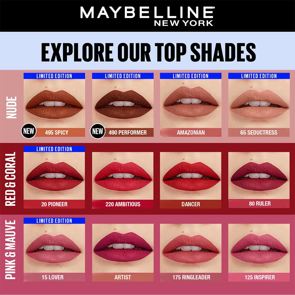 Maybelline Super Stay Matte Ink Liquid Lipstick - Top Shades (25-70-118) - 13