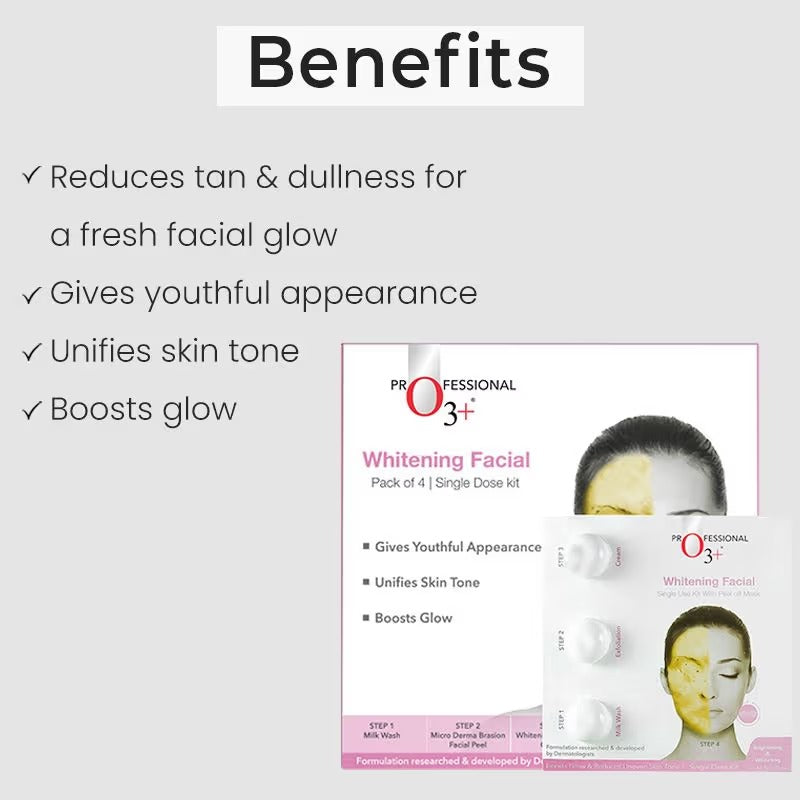 O3+ Whitening Facial Single Dose Kit Pack Of 4 - 3