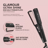 Hector Glamour Ultra Shine Titanium HT-HS 06 Hair Straightener  (Black, Rose Gold) - 3