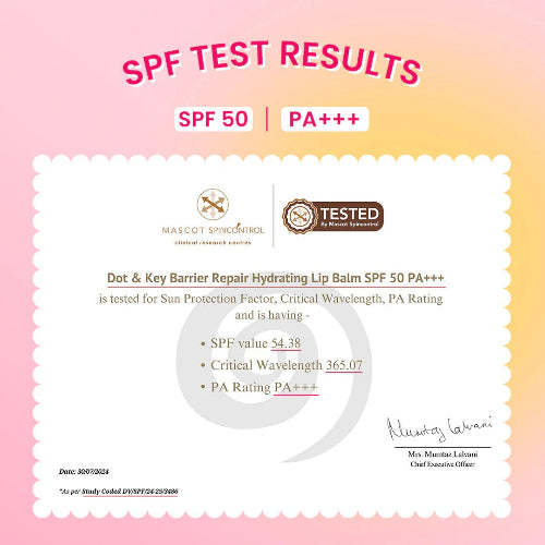 Dot & Key SPF 50+ Barrier Repair Hydrating Lip Balm - 9