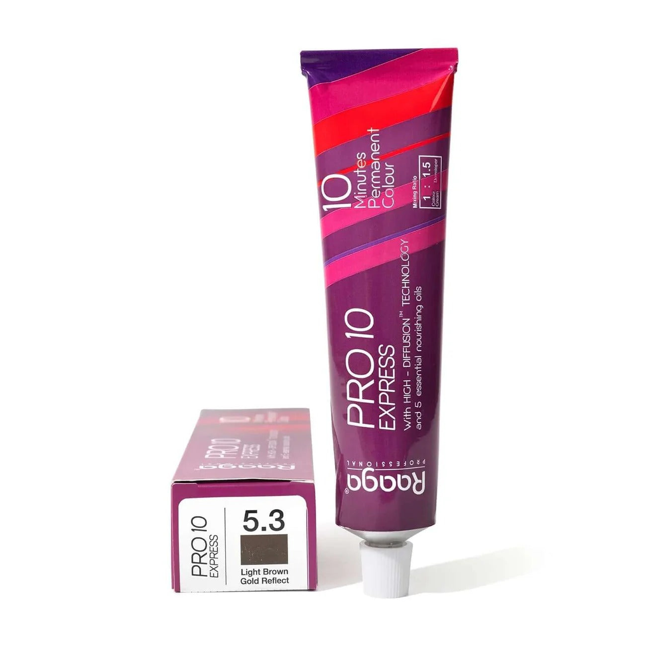 Raaga Professional Pro 10 Express Colour – Light Brown Gold Reflect 5.3 | 10-Minute Permanent Hair Colour with High Diffusion Technology & 5 Essential Oils – 90 g - 1